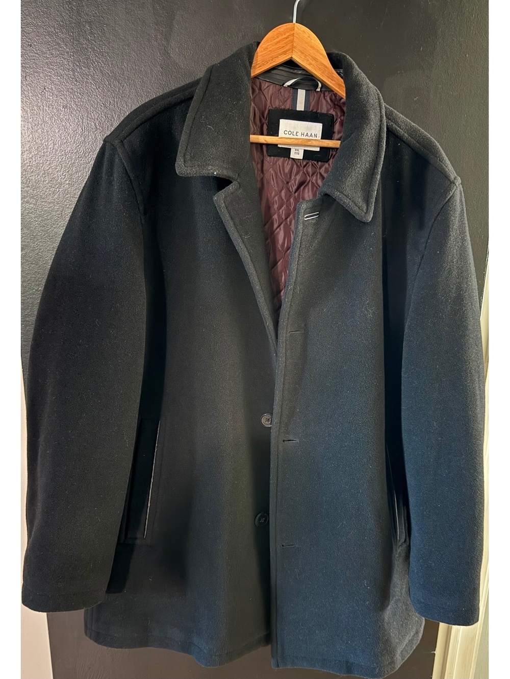 Cole Haan Signature Men’s XXL Black Wool Blend Plush Car Coat 530SW915